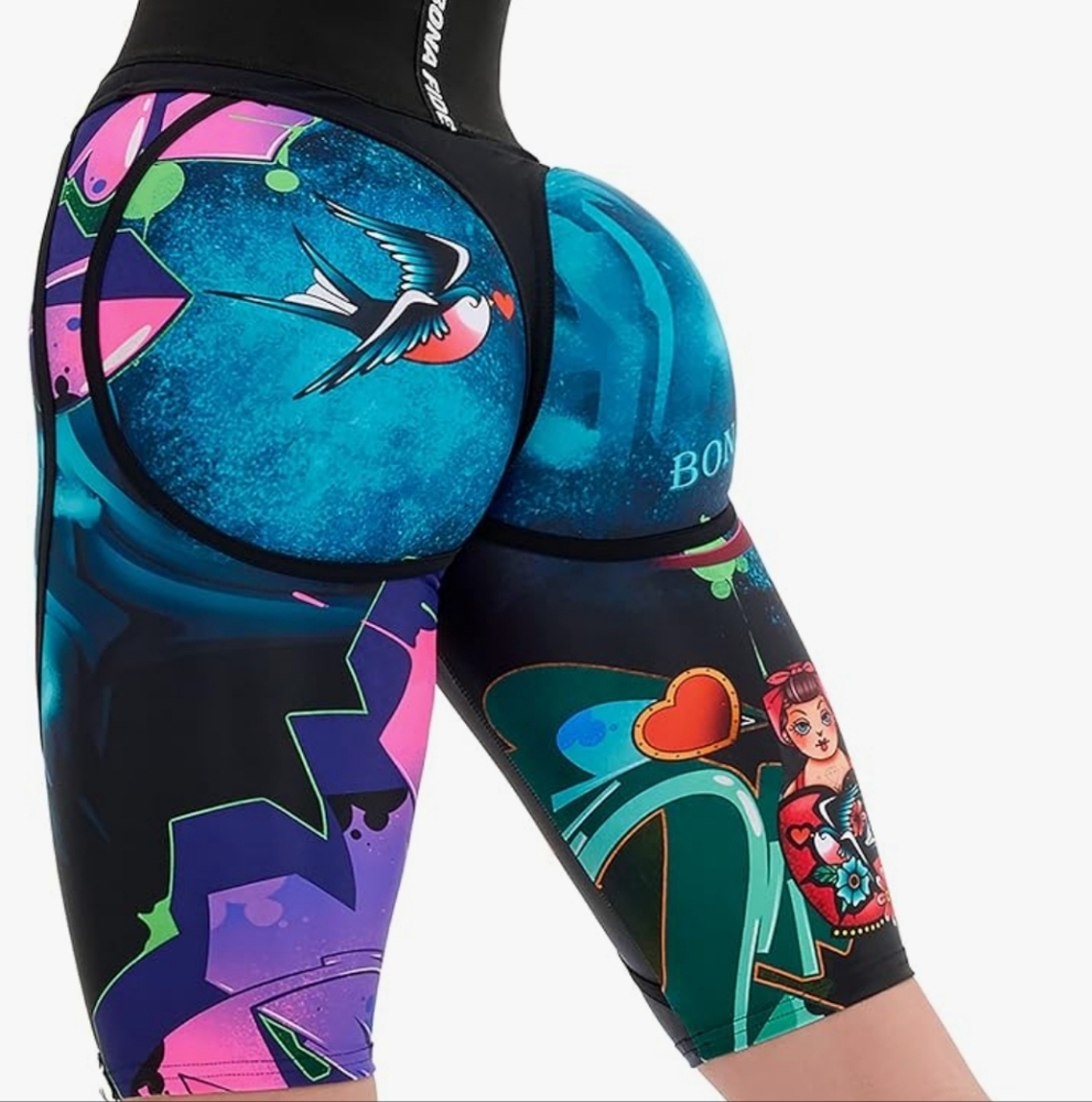 Biker Shorts for Women with Push Up - Womens Butt Lifting Shorts for Gym, Workou